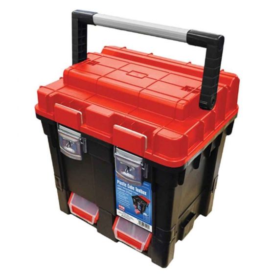 Plastic Cube Toolbox with 2 Trays