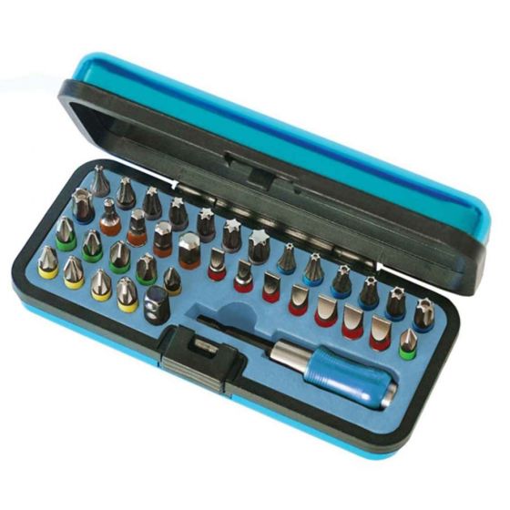 Screwdriver Bit Set of 37 with Metal Case