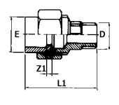 ABS Composite Union Plain x  Thread M Diagram
