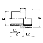 ABS Adaptor Plain M x Thread F Diagram ABS Adaptor Plain M x Thread F Diagram