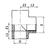ABS Tee 90 Plain x Thread Diagram ABS Tee 90 Plain x Thread Diagram