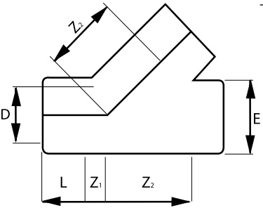 PVC Tee 45 Plain Diagram