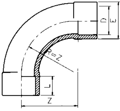 PVC Bend 90 Plain Diagram