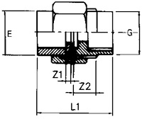 PVC Composite Union Plain F x Thread F Diagram