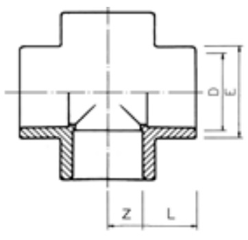 PVC Cross 90 Plain Diagram