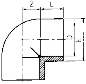 PVC Elbow 90 Plain Diagram