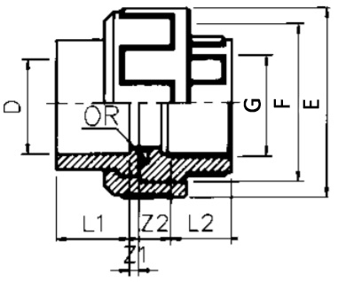 PVC Union Plain x Thread Diagram PVC Union Plain x Thread Diagram