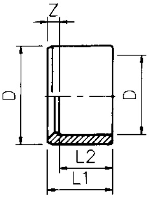 PVC Reducing Bush Plain x Thread Diagram PVC Reducing Bush Plain x Thread Diagram