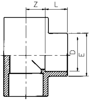 PVC Tee 90 Plain Diagram