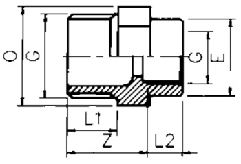 PVC Reducing Adaptor M x F Threaded Diagram PVC Reducing Adaptor M x F Threaded Diagram