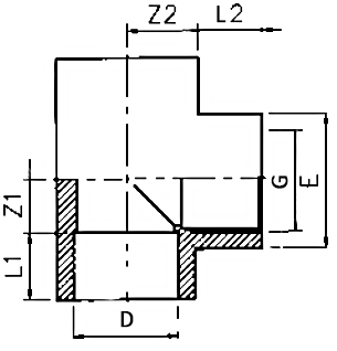 PVC Tee 90 Threaded Diagram PVC Tee 90 Threaded Diagram